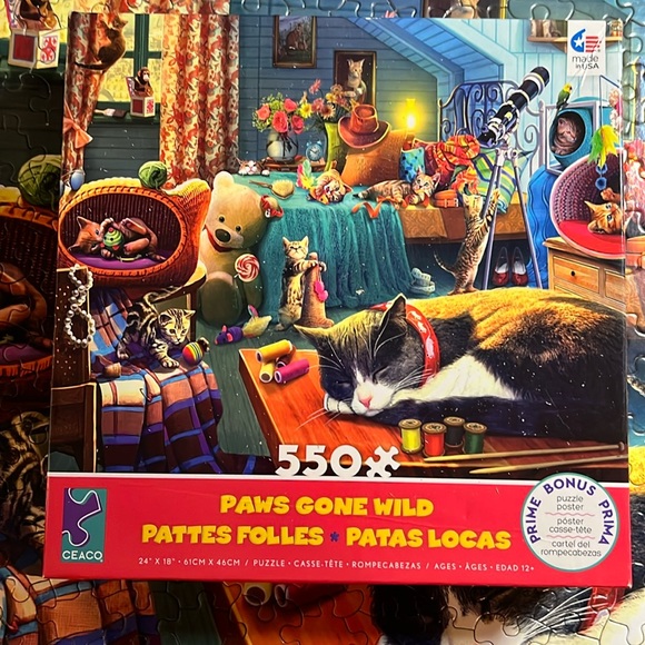 Ceaco Other - 🧩 550 piece Ceaco Paws Gone Wild “Kitten Play” with poster. Adorable. Complete.